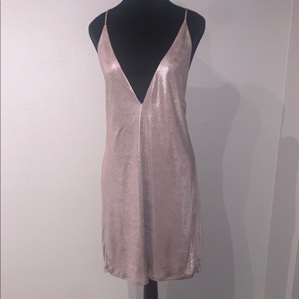 Glamorous Metallic Pink Slip Dress